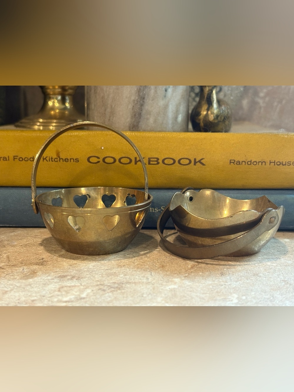 Vintage Set of Brass Mini Baskets. Made in India. Gold Home Accent. *